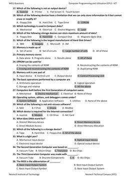ICT MCQ Exam Questions and Answers | PDF | Computer Data Storage ...