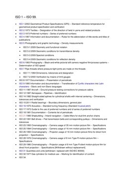 ISO 1 – ISO 99. 
 
ISO 1: (http://en.wikipedia.org/wiki/ISO_1)2002 Geometrical Product Specifications (GPS) – Standard refer