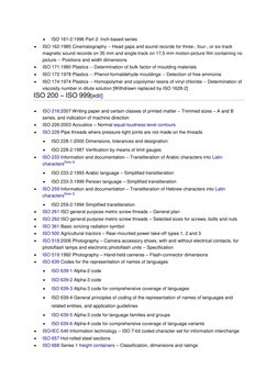  
ISO 161-2:1996 Part 2: Inch-based series 
 
ISO 162:1985 Cinematography -- Head gaps and sound records for three-, four-,