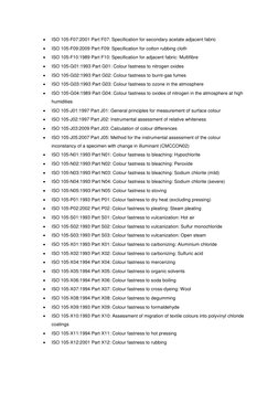 
ISO 105-F07:2001 Part F07: Specification for secondary acetate adjacent fabric 
 
ISO 105-F09:2009 Part F09: Specificatio