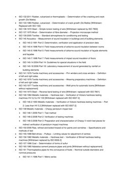  
ISO 132:2011 Rubber, vulcanized or thermoplastic -- Determination of flex cracking and crack 
growth (De Mattia) 
 
ISO 1