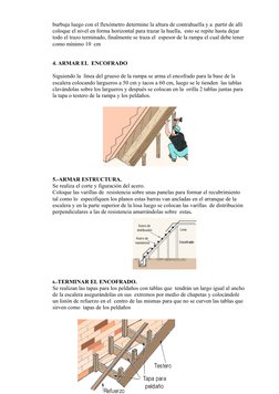 burbuja luego con el flexómetro determine la altura de contrahuella y a  partir de allí 
coloque el nivel en forma horizontal