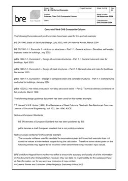 Project Title: 
EC3 & EC4 Worked Examples 
 Project Number: 
 
Sheet 1 of 12 
 
Rev: 
06 
Subject: 
Concrete Filled CHS Compo
