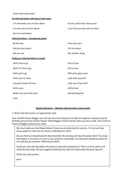 . Great news about your  
An informal letter referring to bad news:  
. I'm extremely sorry to hear about  
. I'm very sorry