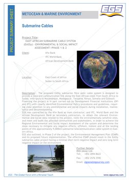 METOCEAN & MARINE ENVIRONMENT 
 
EGS - The Global Force with a Personal Touch 
PROJECT SUMMARY SHEET 
www.egssurvey.com 
Clie