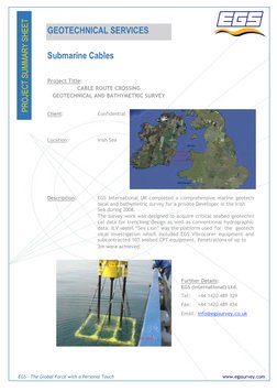 GEOTECHNICAL SERVICES 
 
EGS - The Global Force with a Personal Touch 
PROJECT SUMMARY SHEET 
www.egssurvey.com 
Client: