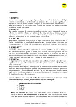 Instituto de Educação Aberta e à Distância 
 
3 
Guia de leitura 
 
 
1º MOMENTO 
Ler com muita atenção e concentração al