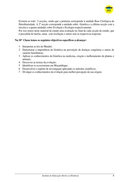 Instituto de Educação Aberta e à Distância 
 
4 
Existem ao todo  3 secções, sendo que a primeira corresponde à unidade B