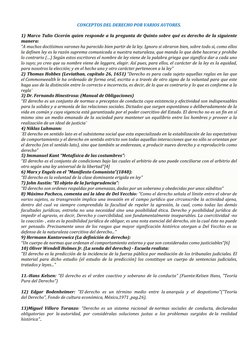 CONCEPTOS DEL DERECHO POR VARIOS AUTORES. 
 
1) Marco Tulio Cicerón quien responde a la pregunta de Quinto sobre qué es