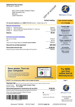 Mercury Statement Example Mercury Energy Invoice Summary | PDF | Business | Finance & Money ...