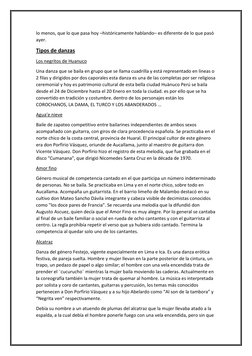 lo menos, que lo que pasa hoy –históricamente hablando– es diferente de lo que pasó 
ayer. 
Tipos de danzas 
Los negritos