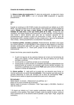 5 
 
Creación de modelos sólidos básicos.  
 
 
1.- Ubicar el plano de construcción. El  plano de construcción  se elige de l