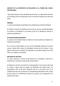  
10	  
ANÁLISIS DE LA ENTREVISTA EN RELACIÓN A LA TEORÍA DEL DUELO 
DISFUNCIONAL 
 
 Para poder entender a mayor cabalid