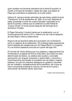 2 
 
quien también era ferviente adoradora de la Santa Eucaristía, le 
insistió a Enrique de Guelders, obispo de Liége, que p
