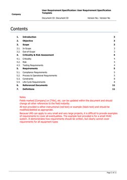 User Requirement Specification Template | PDF