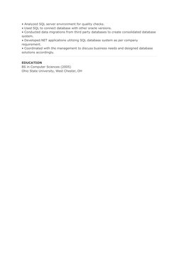 SQL Database Developer Resume Sample | PDF | Computer Data | Project ...