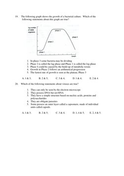 19. 
The following graph shows the growth of a bacterial culture.  Which of the 
following statements about this graph are tr