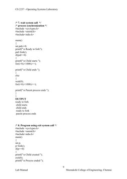CS 2257 - Operating Systems Laboratory
/* 7. wait system call  */
/* process synchronization */
#include <sys/types.h>
#inclu