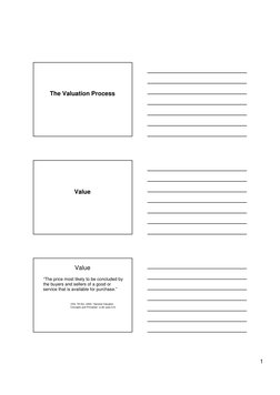 1
The Valuation Process
Value
Value
“The price most likely to be concluded by
the buyers and sellers of a good or
service tha