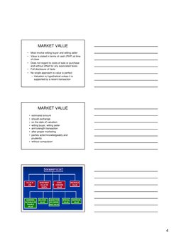 4
MARKET VALUE
•
Most involve willing buyer and willing seller
•
Value is stated in terms of cash (PHP) at time
of close
•
Do