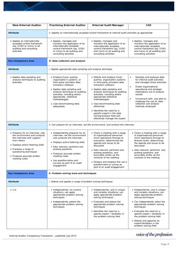 Internal Auditor Competency Framework – published July 2010 
 
 
 
 
Page 9  
 
New Internal Auditor 
Practising Internal A