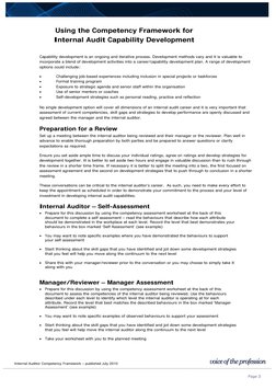 Internal Auditor Competency Framework – published July 2010 
 
 
 
 
Page 3  
Using the Competency Framework for  
Internal