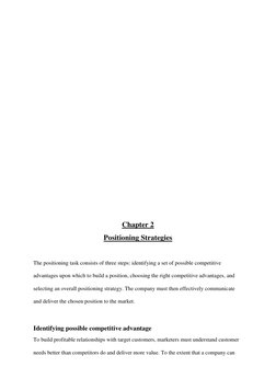 Chapter 2 
Positioning Strategies 
 
The positioning task consists of three steps: identifying a