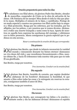 Oración preparatoria para todos los días 
 
e saludamos con filial afecto, oh glorioso Padre San Benito, obrador 
de mara
