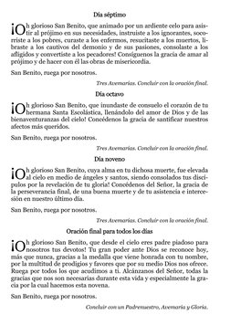 Día séptimo 
 
h glorioso San Benito, que animado por un ardiente celo para asis-
tir al prójimo en sus necesidades, instruis