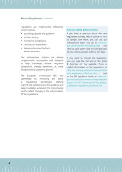 4 
regulations are implemented effectively,
which involves: 
 
• providing support and guidance 
• product testing 
• monitor