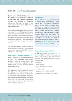 Guidance to RoHS Directive 2011/65/EU
5 
 
 
 
 
 
 
 
 
 
 
 
 
 
 
  
RoHS 2 frequently asked questions  
EU Directive 2011