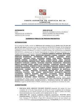 C O R T E  S U P E R I O R  D E  J U S T I C I A  D E  L A  
L I B E R T A D  
QUINTO JUZGADO DE INVESTIGACIÓN PREPARATORIA