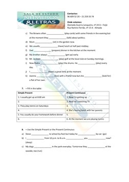 Inglês 6º Ano - Present Simple e Present Continuous | PDF