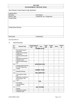 Engineering Change Note Template | PDF | Business | Computers