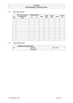 Engineering Change Note Template | PDF | Business | Computers