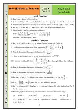 Class 11 Relations & Functions Worksheet | PDF | Domain Of A Function ...