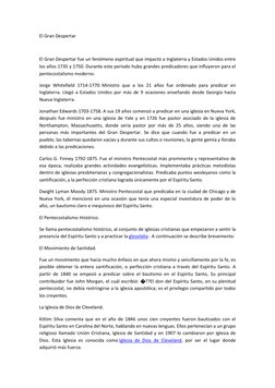 El Gran Despertar 
  
El Gran Despertar fue un fenómeno espiritual que impactó a Inglaterra y Estados Unidos entre 
los años