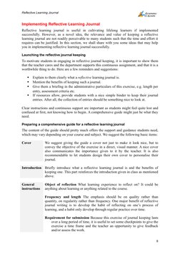 Reflective Learning Journal
Implementing Reflective Learning Journal
Reflective  learning  journal  is  useful  in  cultiva