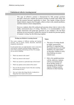 Reflective Learning Journal
This  type  of  reflective  journal  is  characterized  by little  prompt  questions
provided,
