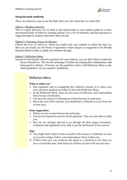 Reflective Learning Journal
Using the bank creatively
There are numerous ways to use the bank. Here are a few ideas that we