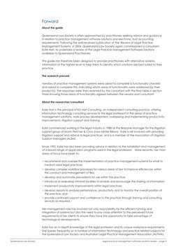 Legal practice management software solutions review – page 2
Queensland Law Society
Forward
About the guide
Queensland Law So