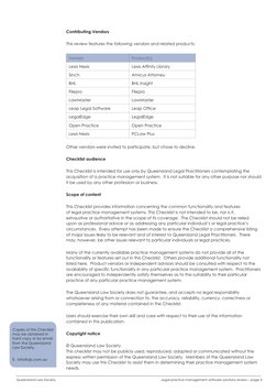 Legal practice management software solutions review – page 3
Queensland Law Society
Contributing Vendors
This review features