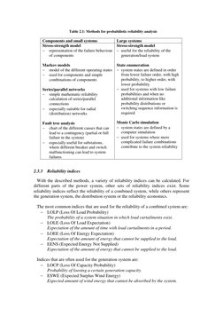 Table 2.1: Methods for probabilistic reliability analysis 
Components and small systems 
Large systems 
Stress-strength mod