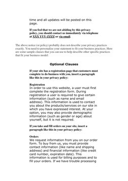 time and all updates will be posted on this 
page. 
If you feel that we are not abiding by this privacy 
policy, you should c