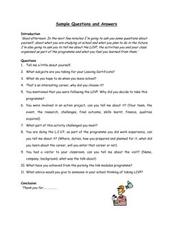 Lcvp Interviews Examples LCVP Recorded Interview Guidelines | PDF | Gesture | Question
