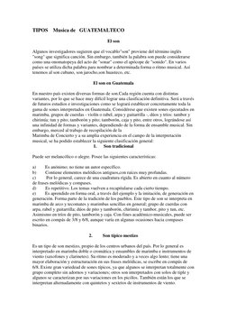 TIPOS    Musica de   GUATEMALTECO  
El son 
 
Algunos investigadores sugieren que el vocablo"son" proviene del término inglés