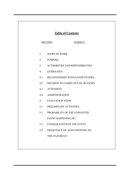 Table of Contents 
 
 
                  SECTION                 SUBJECT 
 
 
1. 
SCOPE OF WORK 
2. 
PURPOSE 
3. 
A