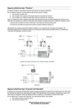 Manual Instalación alarma de auto K-9 
KEY SISTEMAS DE SEGURIDAD 
9
Seguros eléctricos tipo “Positivo” 
El sistema “Positivo”