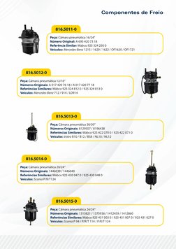 Componentes de Freio
 816.5011-0
Peça: Câmara pneumática 16/24’’
Número Original: A 695 420 73 18
Referência Similar: Wabco 9