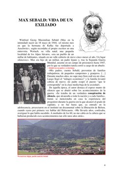 4 
MAX SEBALD: VIDA DE UN 
EXILIADO 
 
 
 
   Winfried Georg Maximilian Sebald (Max en la 
intimidad) nació un 18 mayo de 1